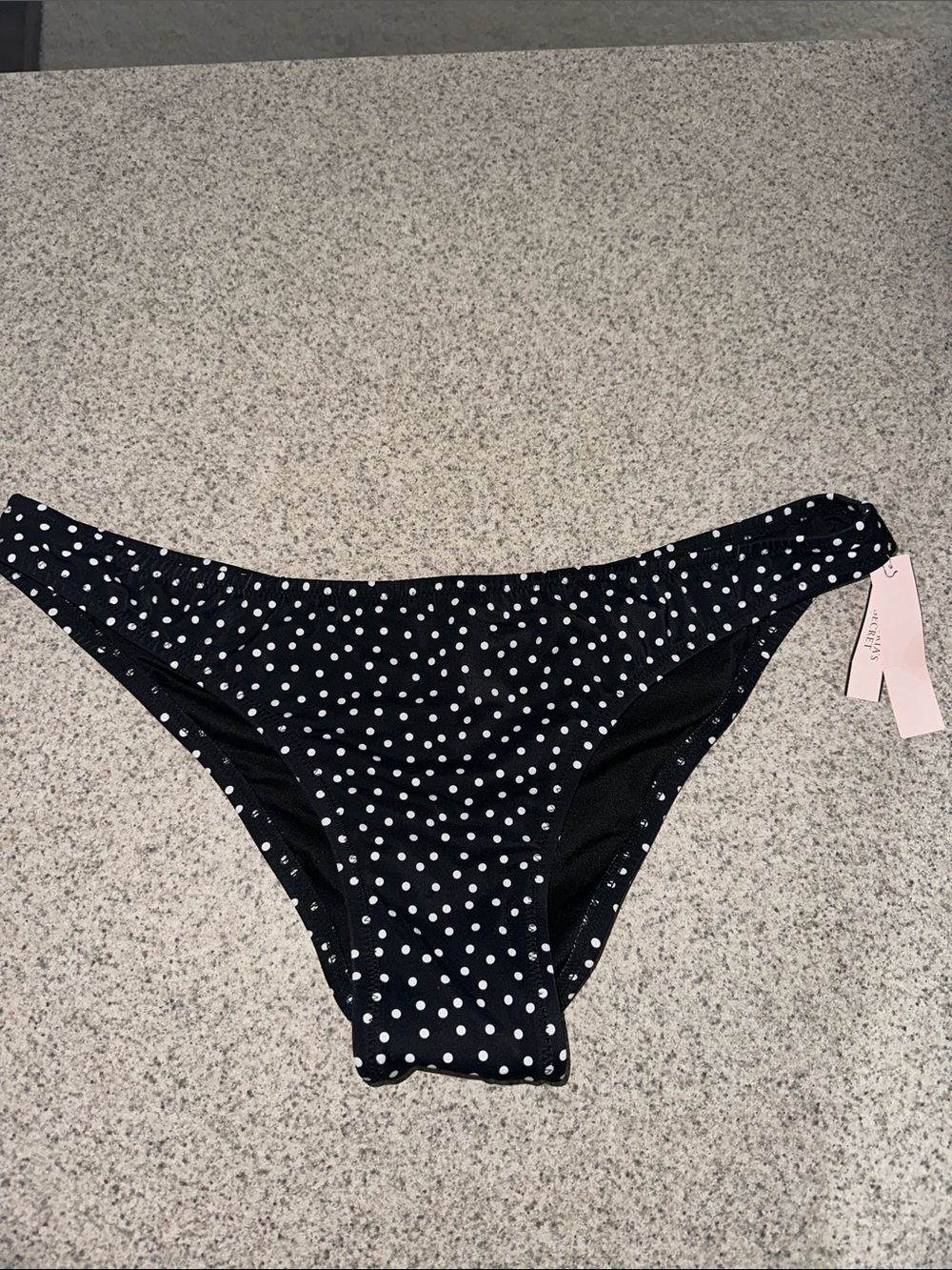 NWT Victoria’s Secrer Black Polka Dot Bikini swim Bottoms scrunch back XL
